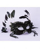 Half Mask Black Beads, Feathers