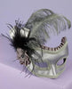 Satin and Feather Half Mask on Glasses - Silver