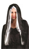 24" Witch Wig-Black w/grey stripes