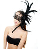 Laser Cut Mask Black Rose & Feathers Black O/S