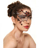 Laser Cut Half Mask Red Rhinestones Black O/S