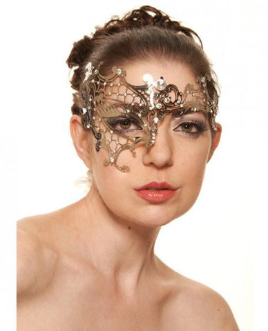 Masquerade Half Mask Rhinestones 2007 Silver O/S