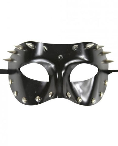 Kayso Leather Mask With Short Spikes Black