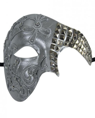 Kayso Leather Half Mask Studs & Filigree Silver