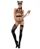 Role Play Mesh Top, Panty Collar, Leash, Mask & Cat Ears Black M/L