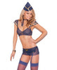 Vivace 4 pc mesh top, skirt w/attached garters, scarf and hat navy o/s