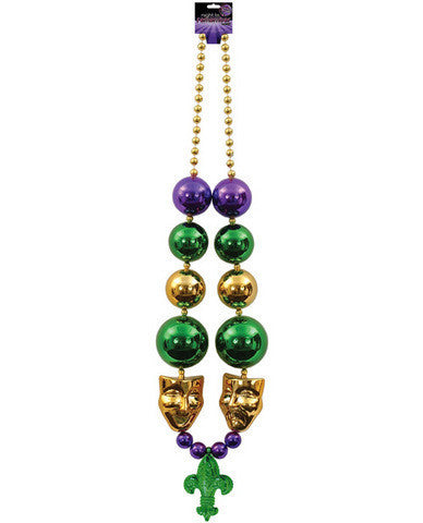 Night to remember jumbo mardi gras beads w/gold mask - multi color by sassi girl