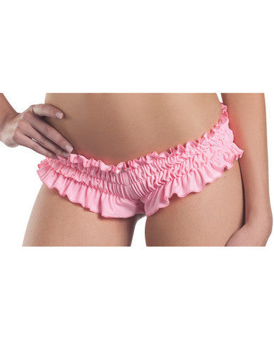 Mini Ruffled Booty Shorts - Pink - Lg