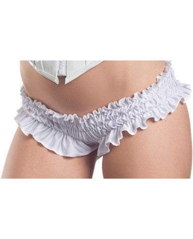 Mini Ruffled Booty Shorts - White - Lg